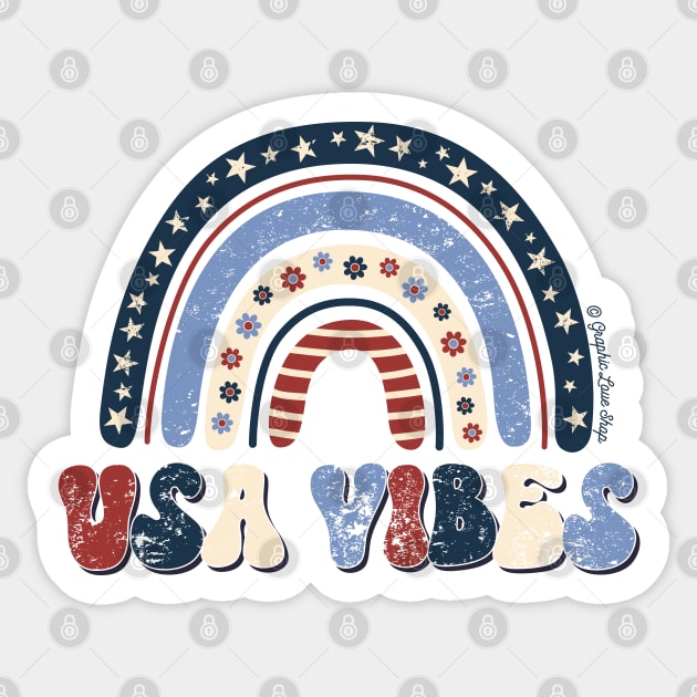 USA Vibes Boho Rainbow © GraphicLoveShop Sticker by GraphicLoveShop